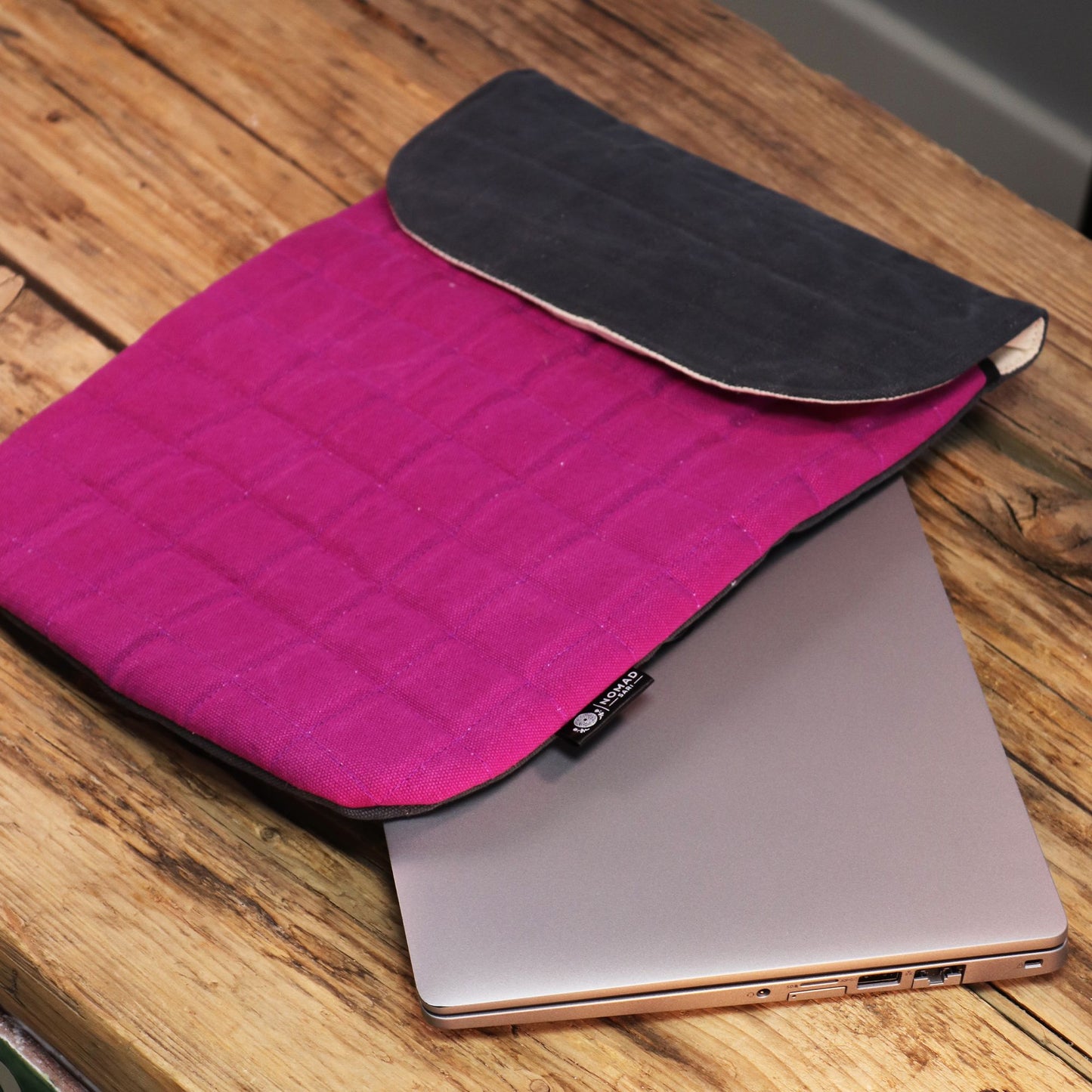 Funda acolchada para portátil - Púrpura Haze - Lavado de piedra de 14 oz