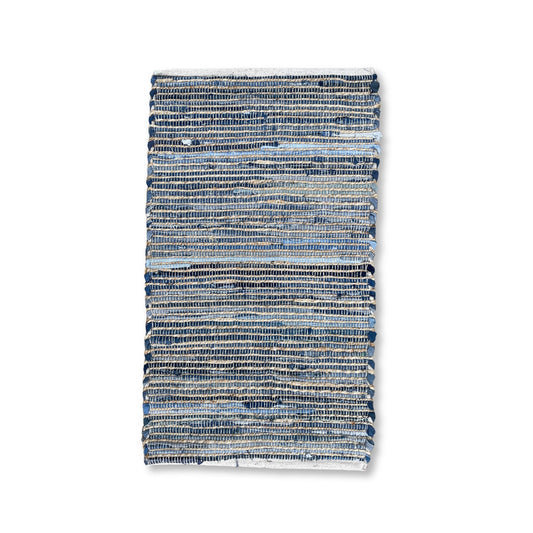 Alfombra pequeña de yute de algodón reciclado - 50x90cm - Azul