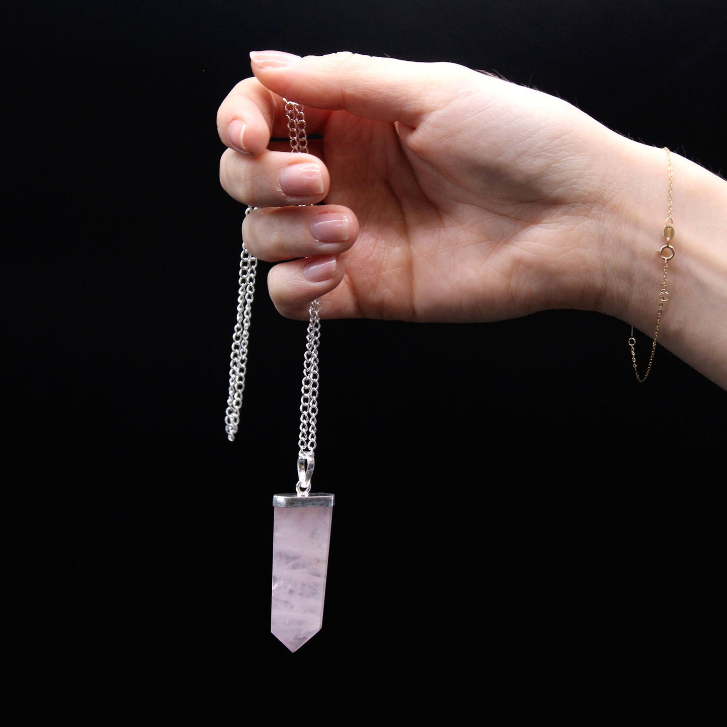 Colgante Plano de Piedras Preciosas - Cuarzo Rosa