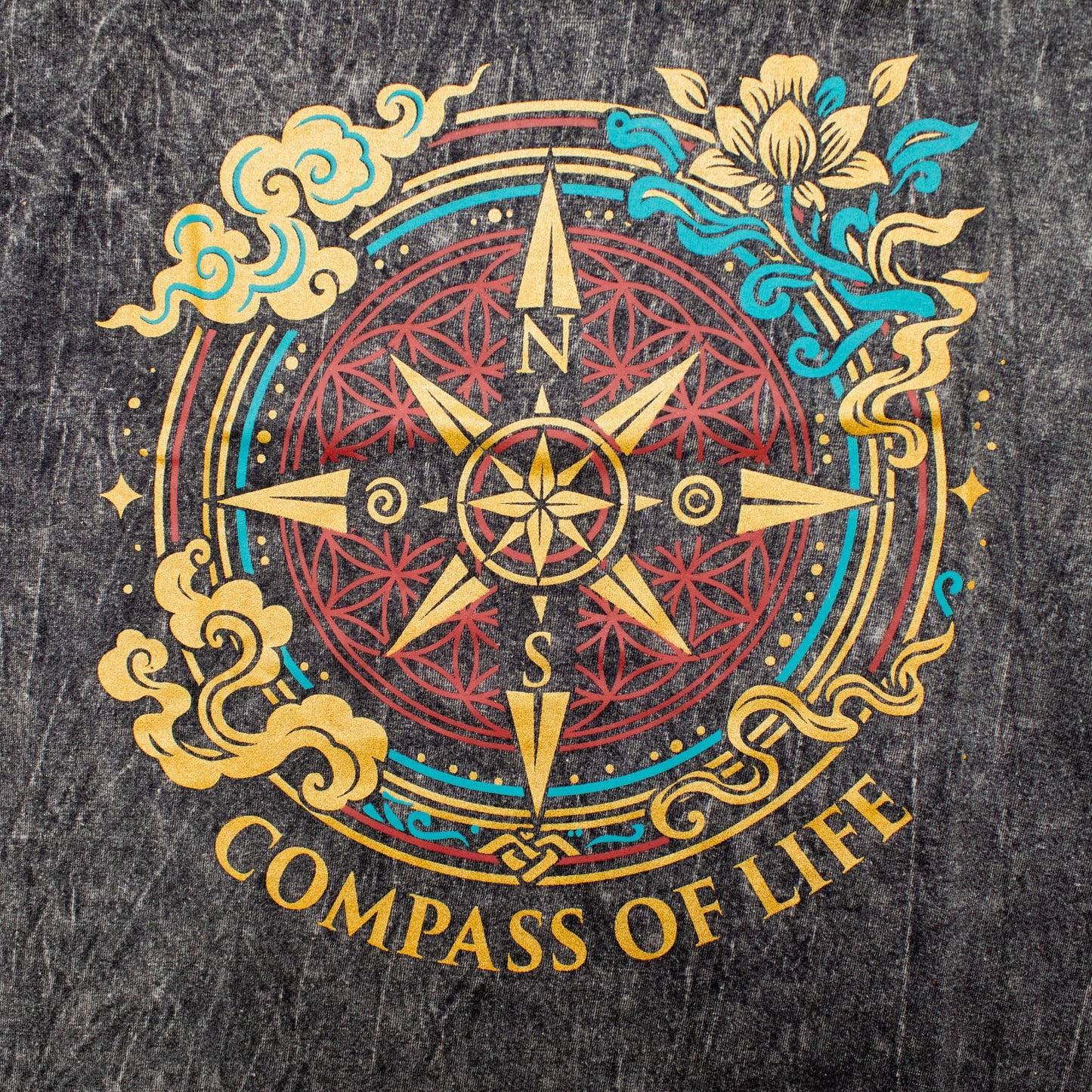 Nomad Sari Camiseta de algodón lavado a piedra - Brújula de la vida - Gris carbón - Pequeño
