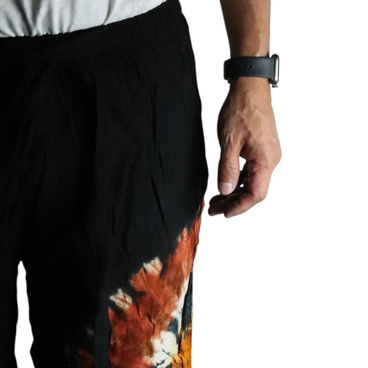 Pantalones de descanso de estilo japonés - negro chocolate y naranja - L