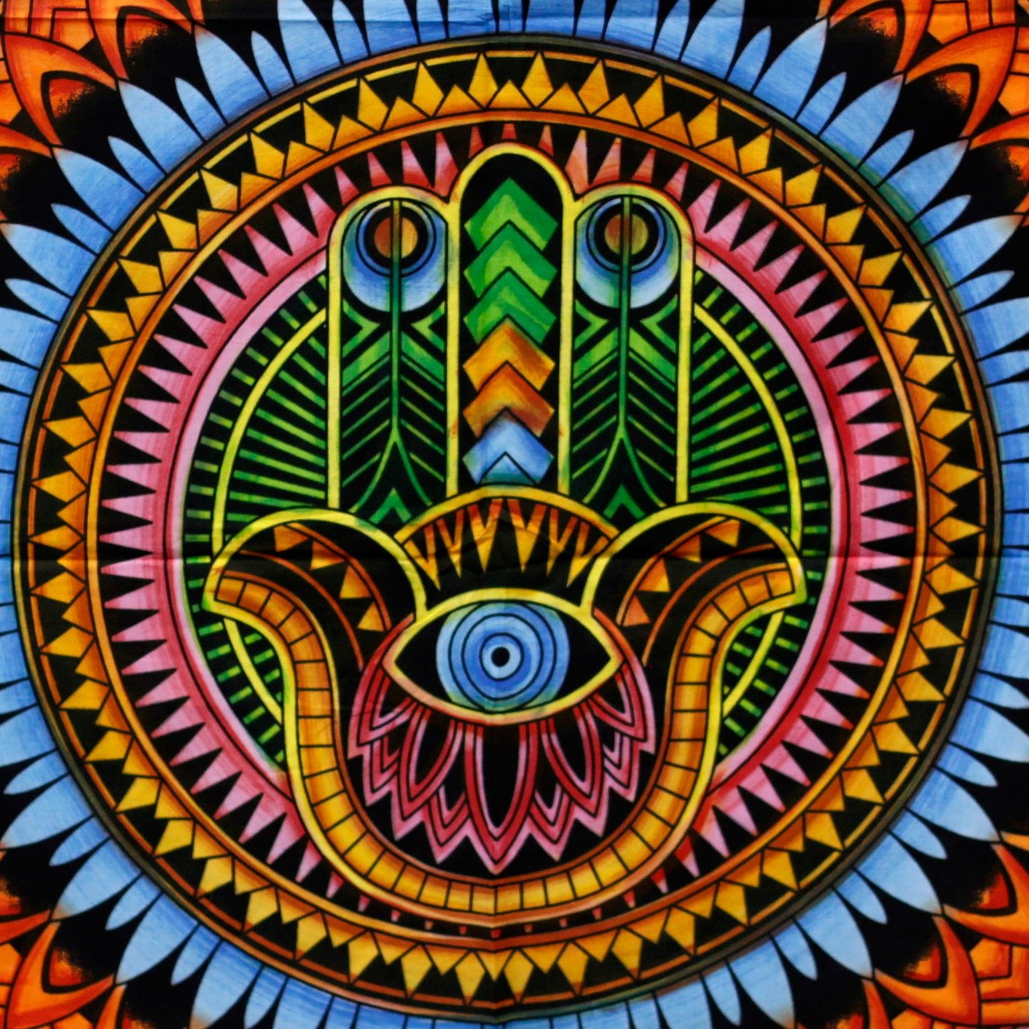 Tapiz de Algodón Pintado a Mano Hamsa