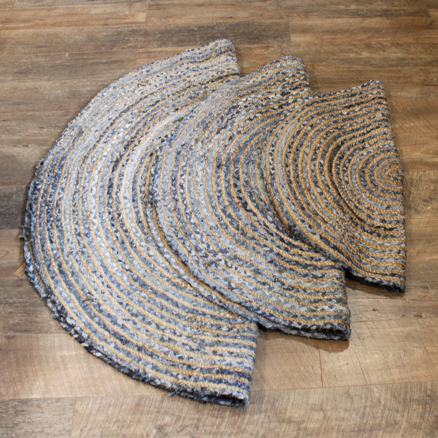 Alfombra Redonda de Yute y Reciclaje de Mezclilla -  90 cm