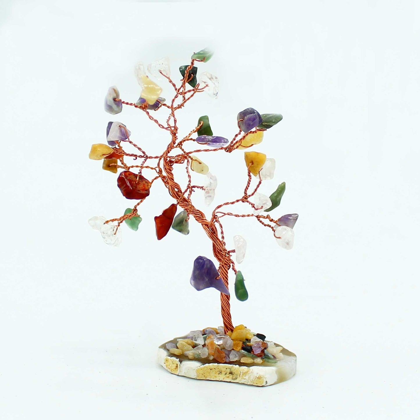 Árbol de Múltiples Gemas sobre Base de Ágata Natural - 35 Gemas Naturales