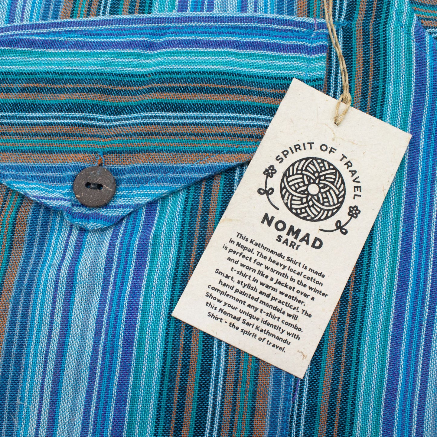 Nomad Sari Grandad Shirt - Turquesa - Mediano