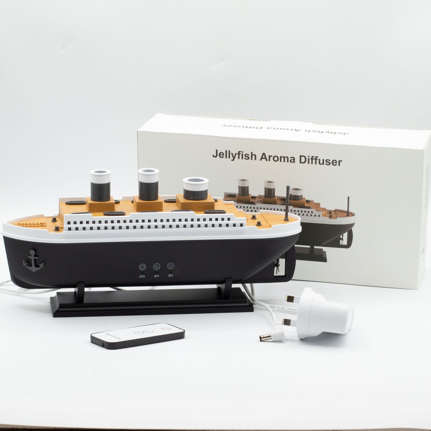 Difusor de aromas modelo barco y LED que cambia de color