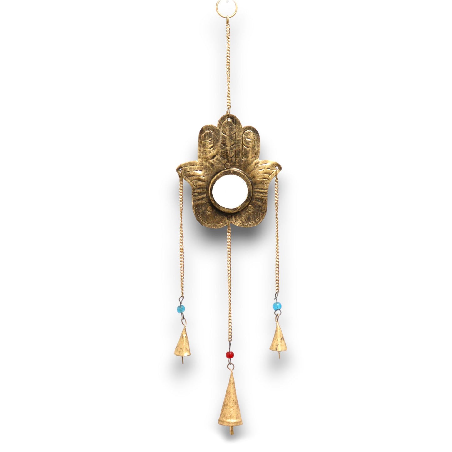 Campanas Indias Mano de Hamsa con Espejo - 14x55cm