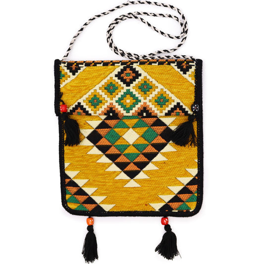 Bolsa Kilim Messenger Festival amarilla