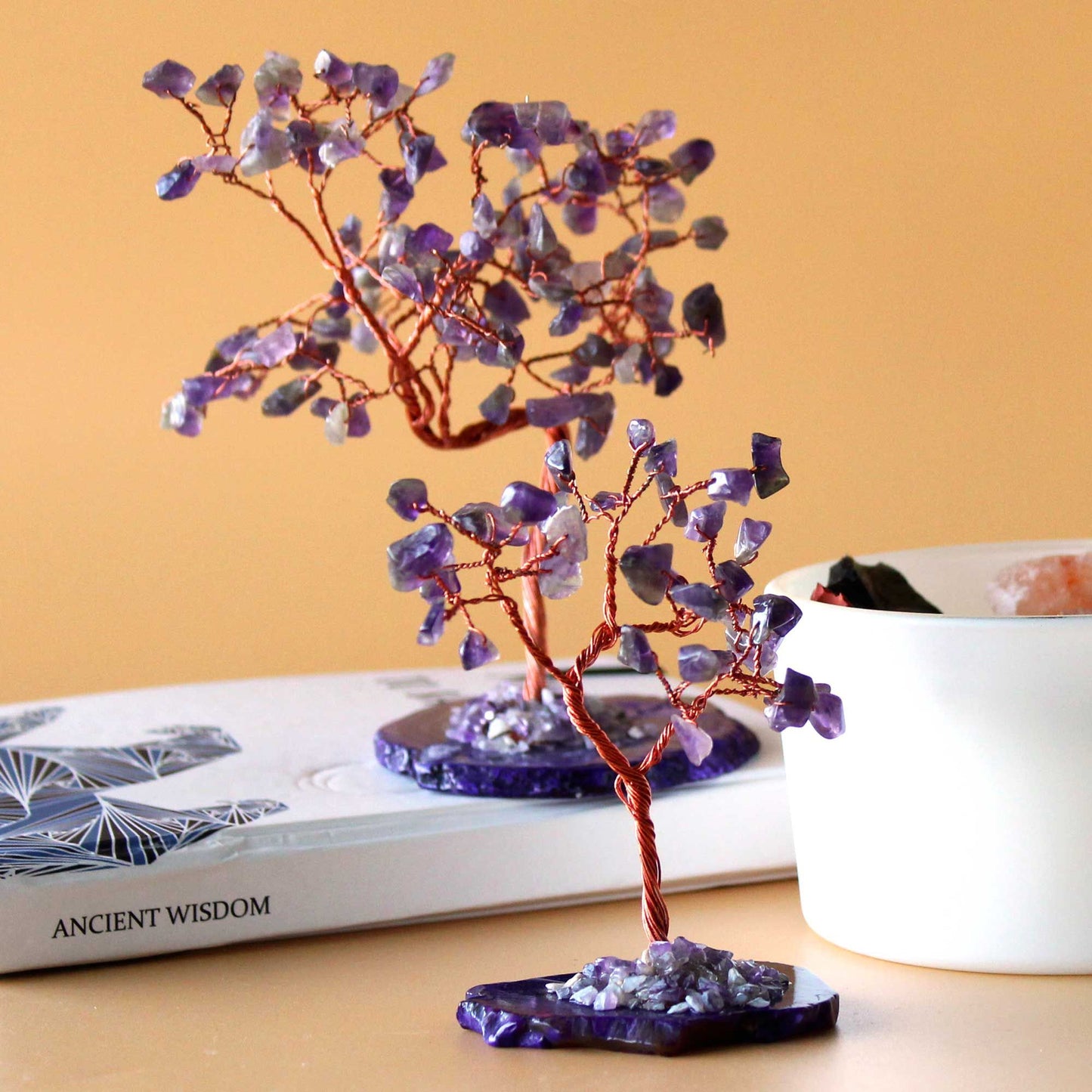 Árbol de Amatista sobre Base de Ágata - 35 Gemas Naturales