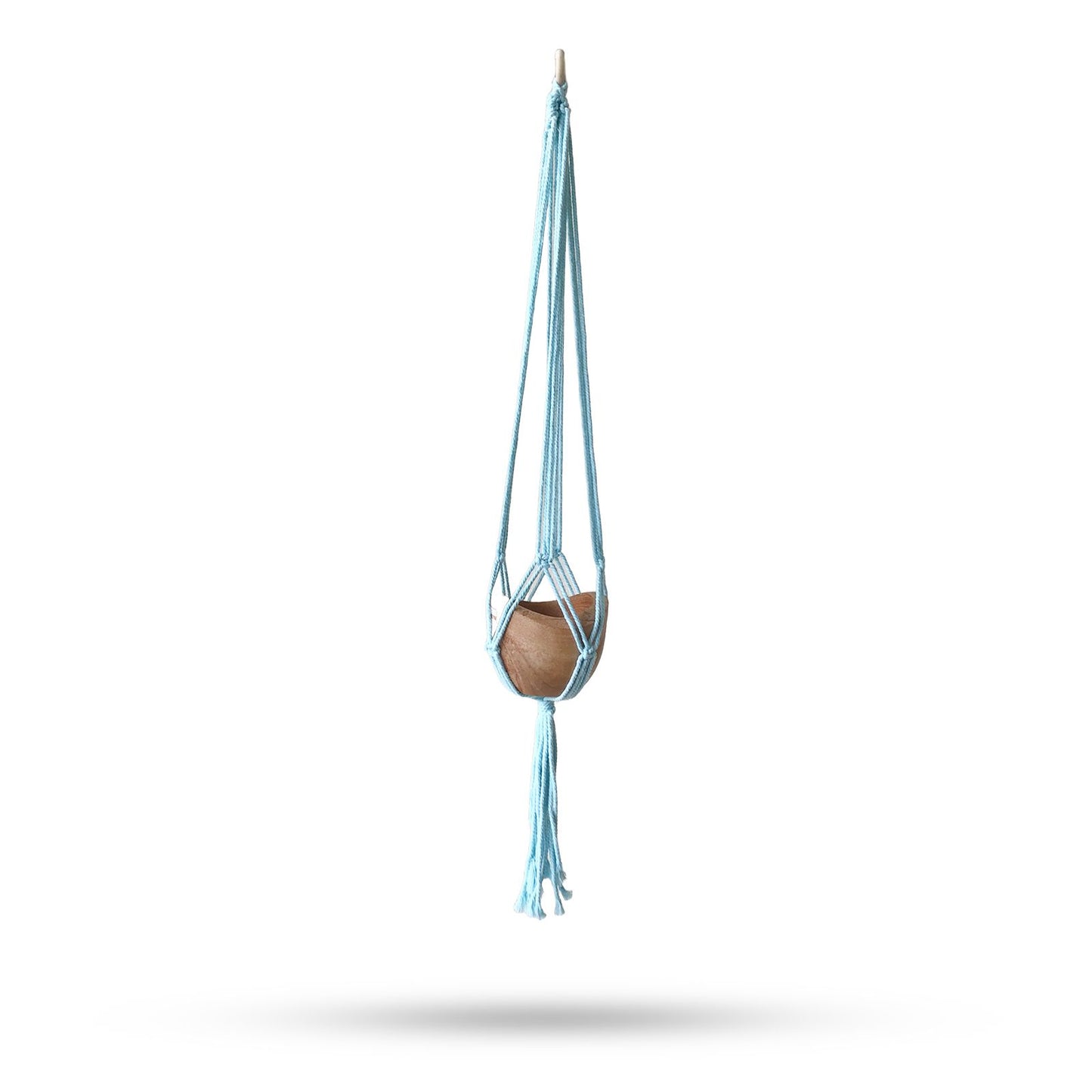 Macrame Pot Soporte Clásico- Maceta Med Azul Pólvora