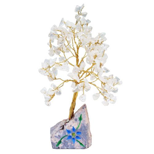 Árbol de Cuarzo sobre Base de Piedra - 160 Gemas Naturales