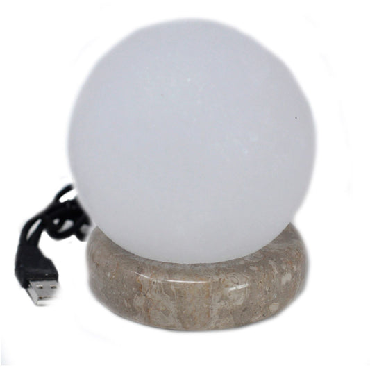 Lámpara de Sal del Himalaya Bola Blanca Multicolor 9cm USB
