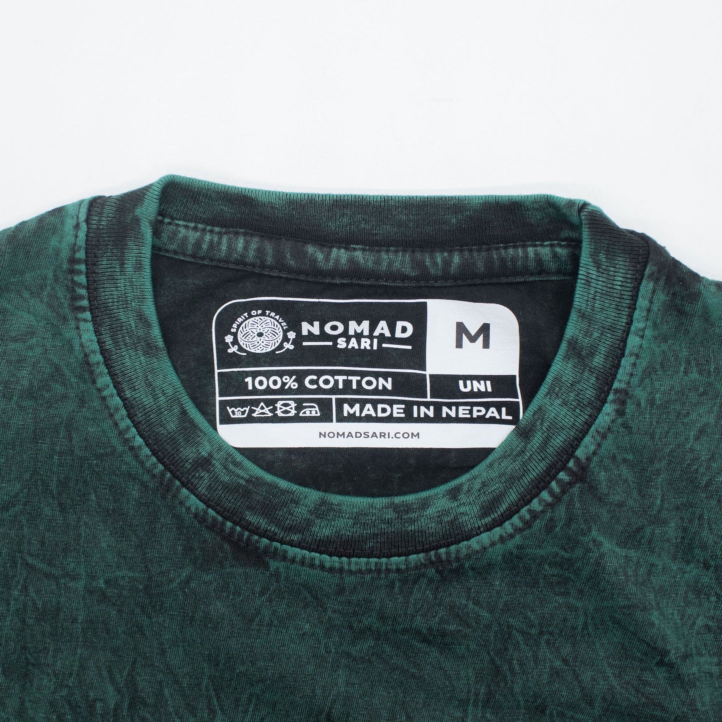 Nomad Sari Camiseta de algodón lavado a piedra - Árbol de la Vida - Verde - Mediano