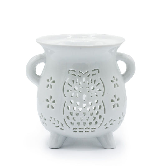 Quemador de Aceite - Búho - Blanco