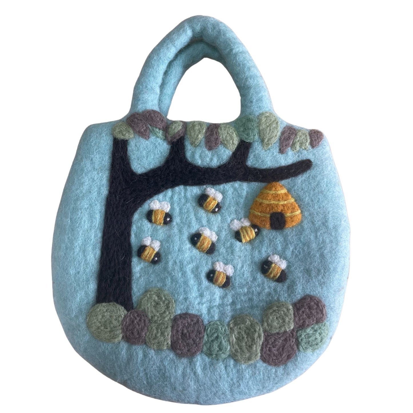 Bolsa de fieltro con forma de árbol y colmena - 35 x 27 cm